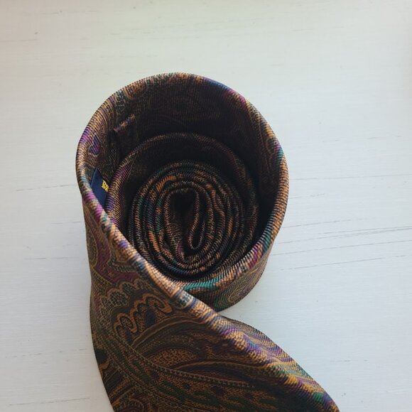 Vtg Brooks Brothers Paisley Silk Tie Preppy USA Made Italian Fabric Hand made - Picture 6 of 8